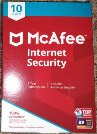 10 User, 1 Year, Mcafee Internet Security