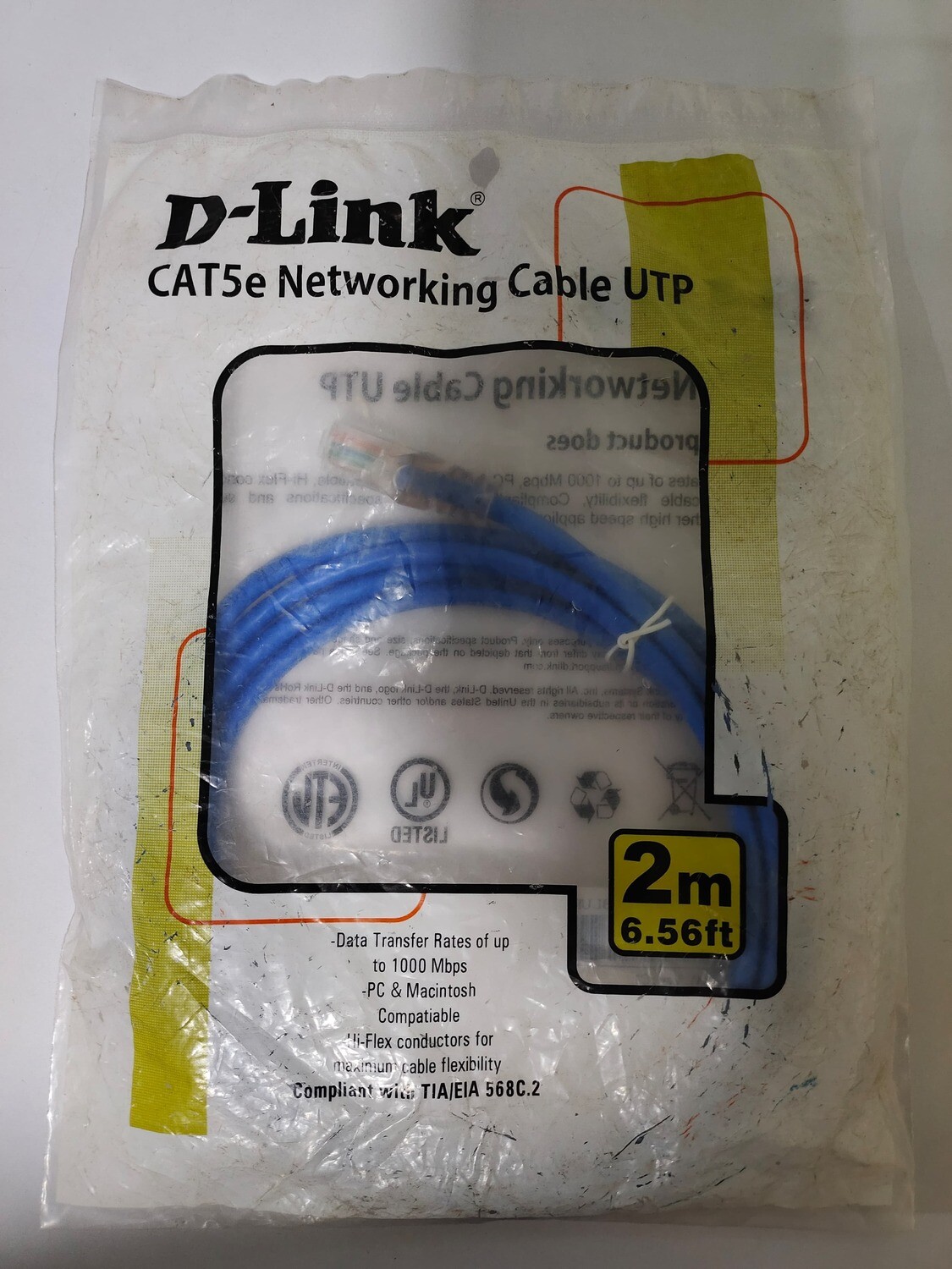 D-Link 2mtr Cat-5 Patch Cord Cable D-Link 2mtr Cat-5 Patch Cord Cable