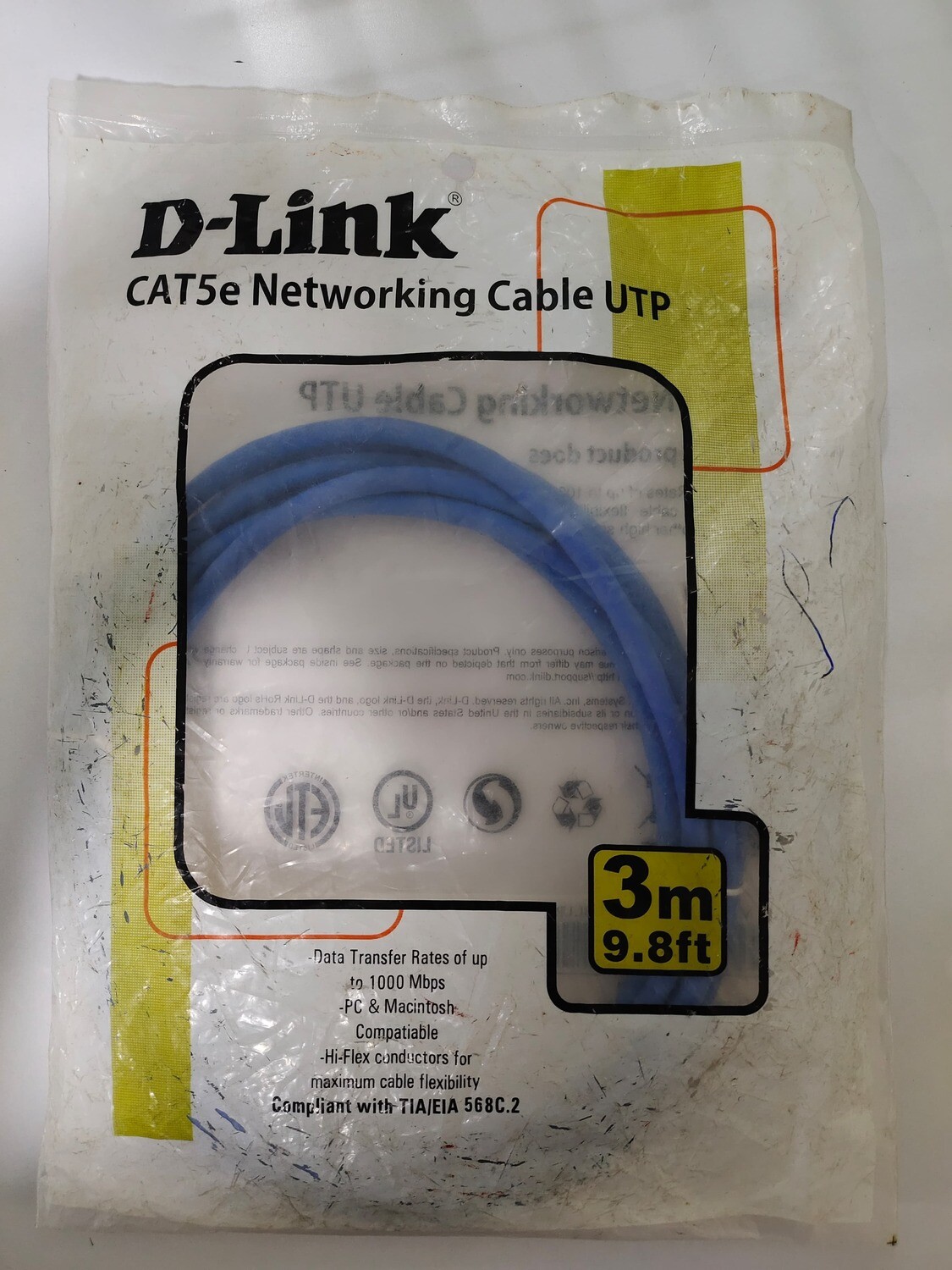 D-Link 3mtr Cat-5 Patch Cord Cable D-Link 3mtr Cat-5 Patch Cord Cable
