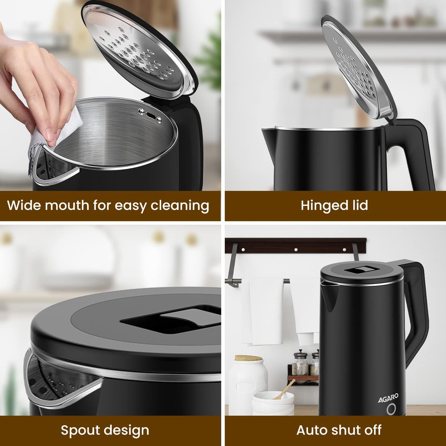 AGARO Elegant Electric Kettle (1.8 L, Black)