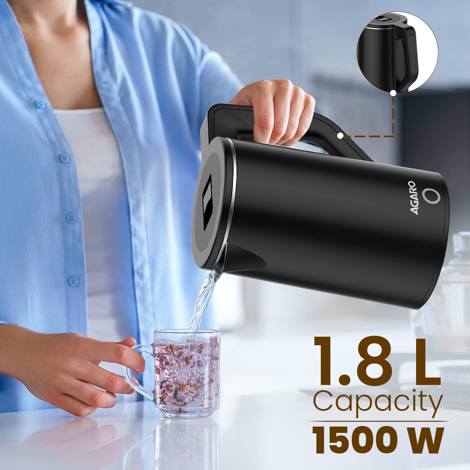 AGARO Elegant Electric Kettle (1.8 L, Black)