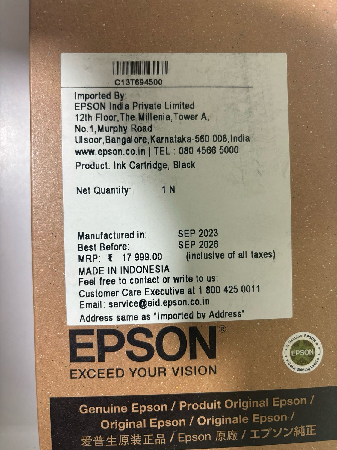 Epson T6945 Ink Cartridge, Matte Black, 700ml Epson T6945 Ink Cartridge, Matte Black, 700ml