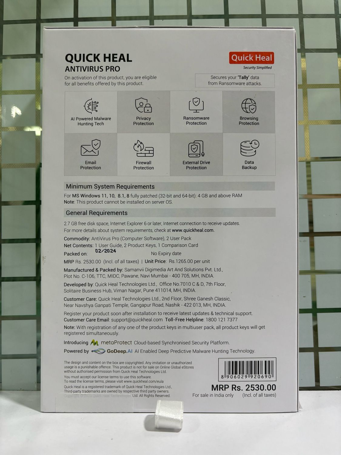 (New) 2 User, 3 Year, Quick Heal Antivirus Pro