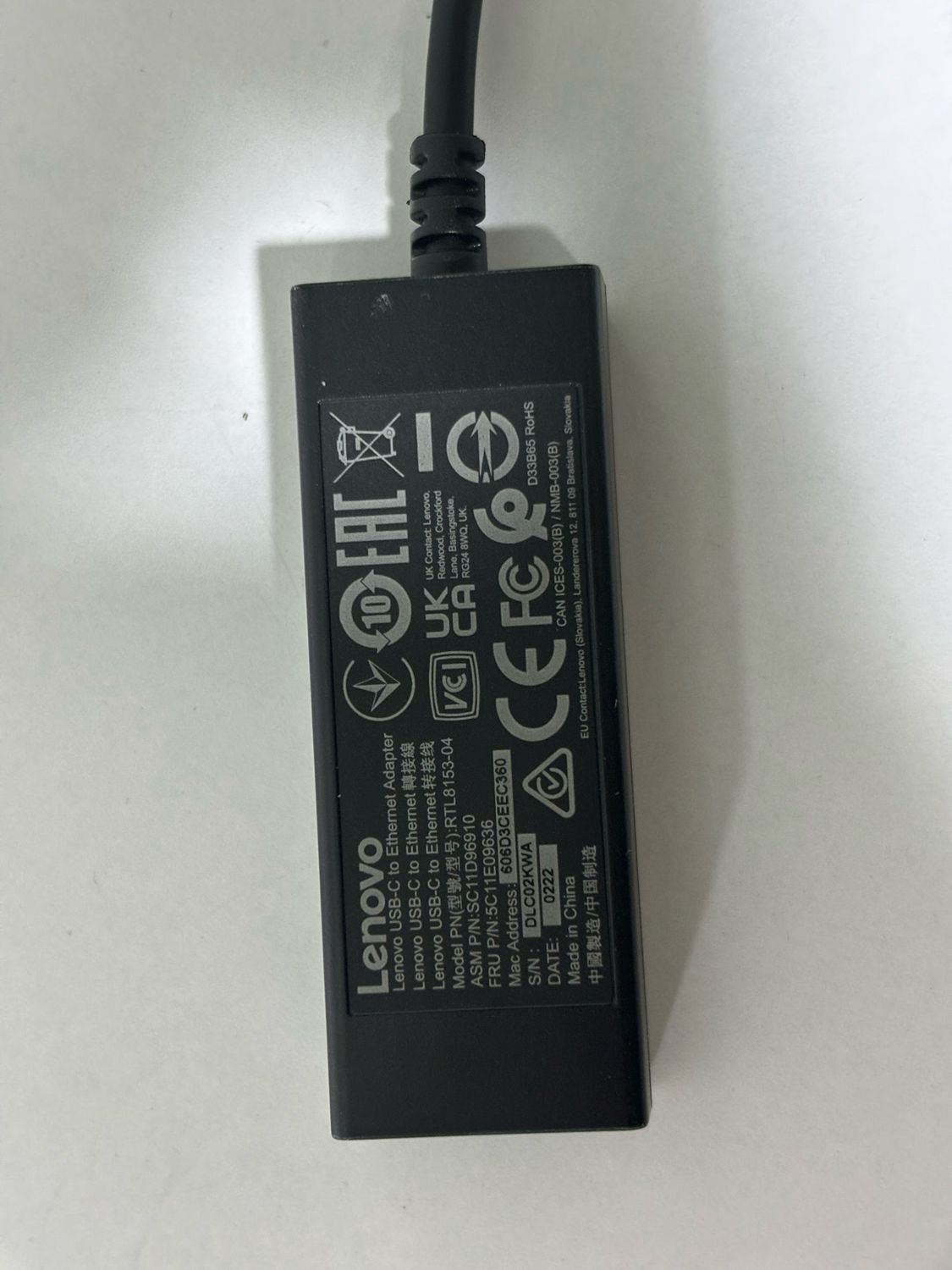 Lenovo USB-C to Ethernet Adapter Lenovo USB-C to Ethernet Adapter
