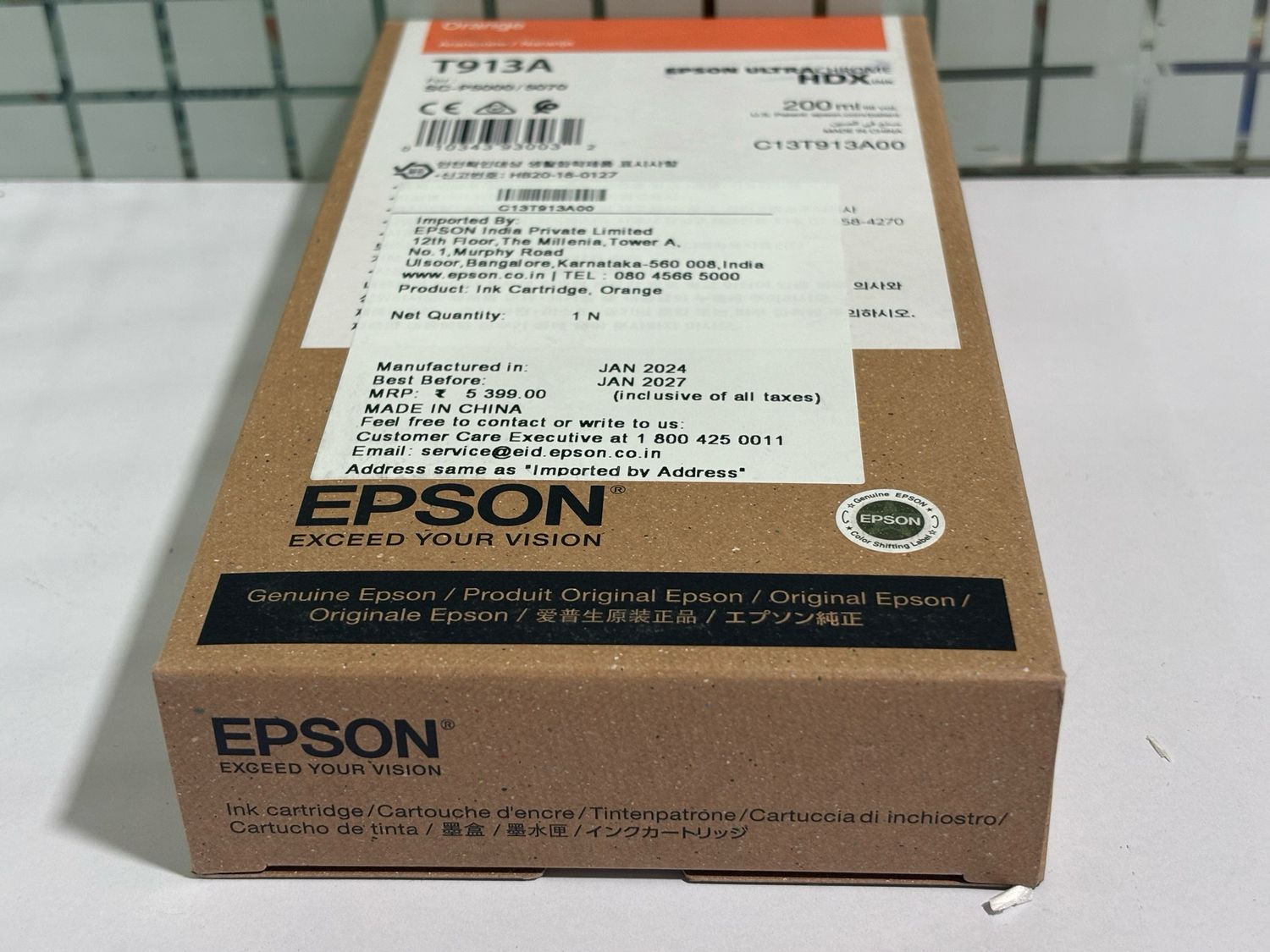 Epson T913A Orange Ink Cartridge, 200ml Epson T913A Orange Ink Cartridge, 200ml