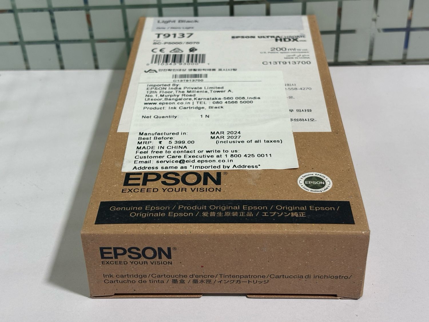 Epson T9137 Light Black Ink Cartridge, 200ml Epson T9137 Light Black Ink Cartridge, 200ml