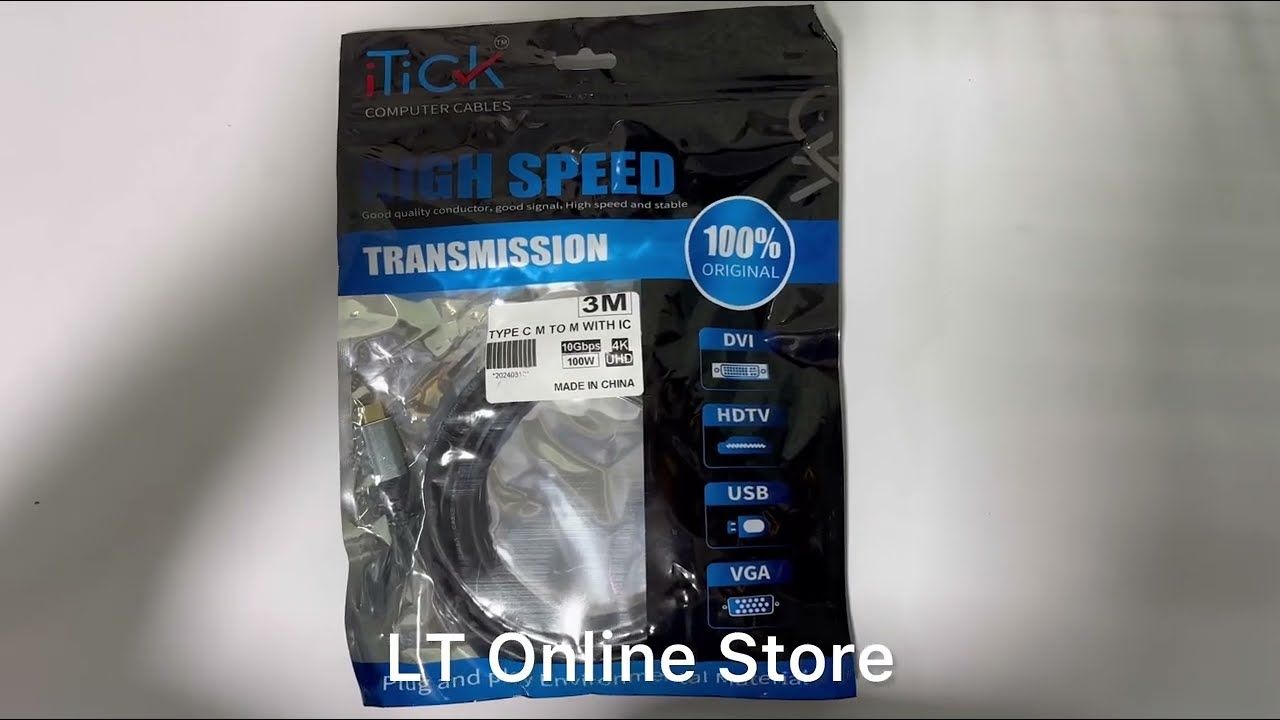 3mtr Type-C to Type-C Black PVC Cable 3mtr Type-C to Type-C Black PVC Cable