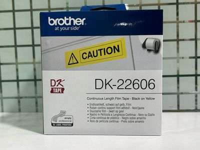 Brother DK22606 Continuous Length Film Tape, Black on Yellow