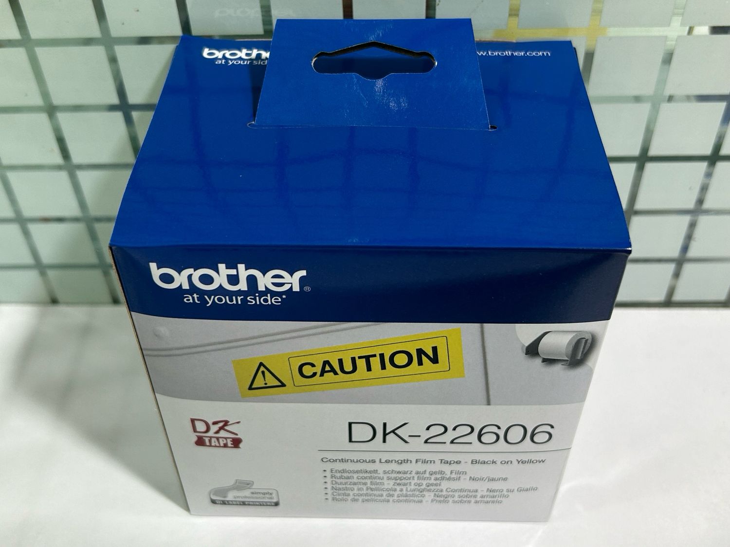 Brother DK22606 Continuous Length Film Tape, Black on Yellow Brother DK22606 Continuous Length Film Tape, Black on Yellow