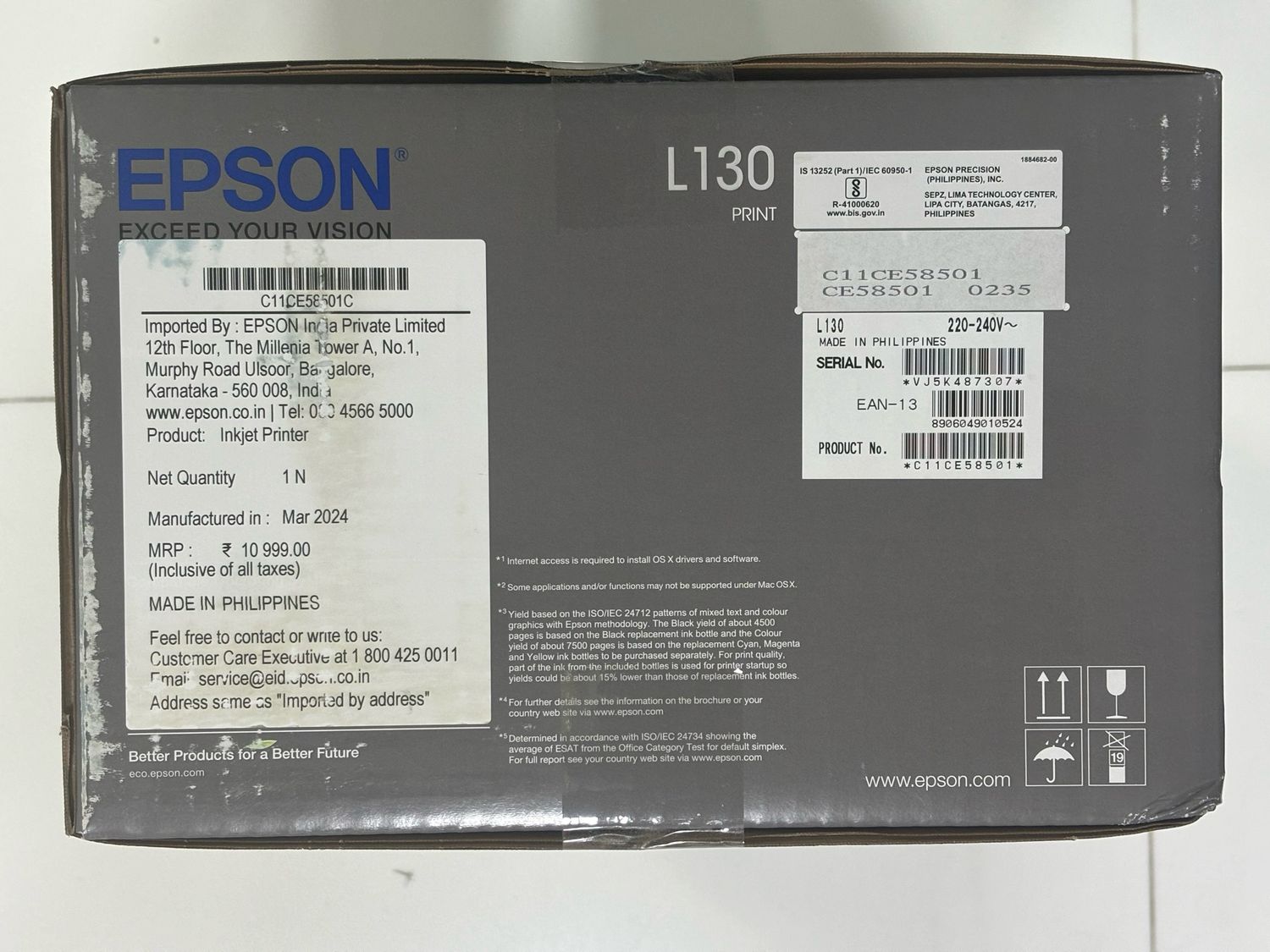 Epson Ecotank L130 Single Function Ink tank Printer