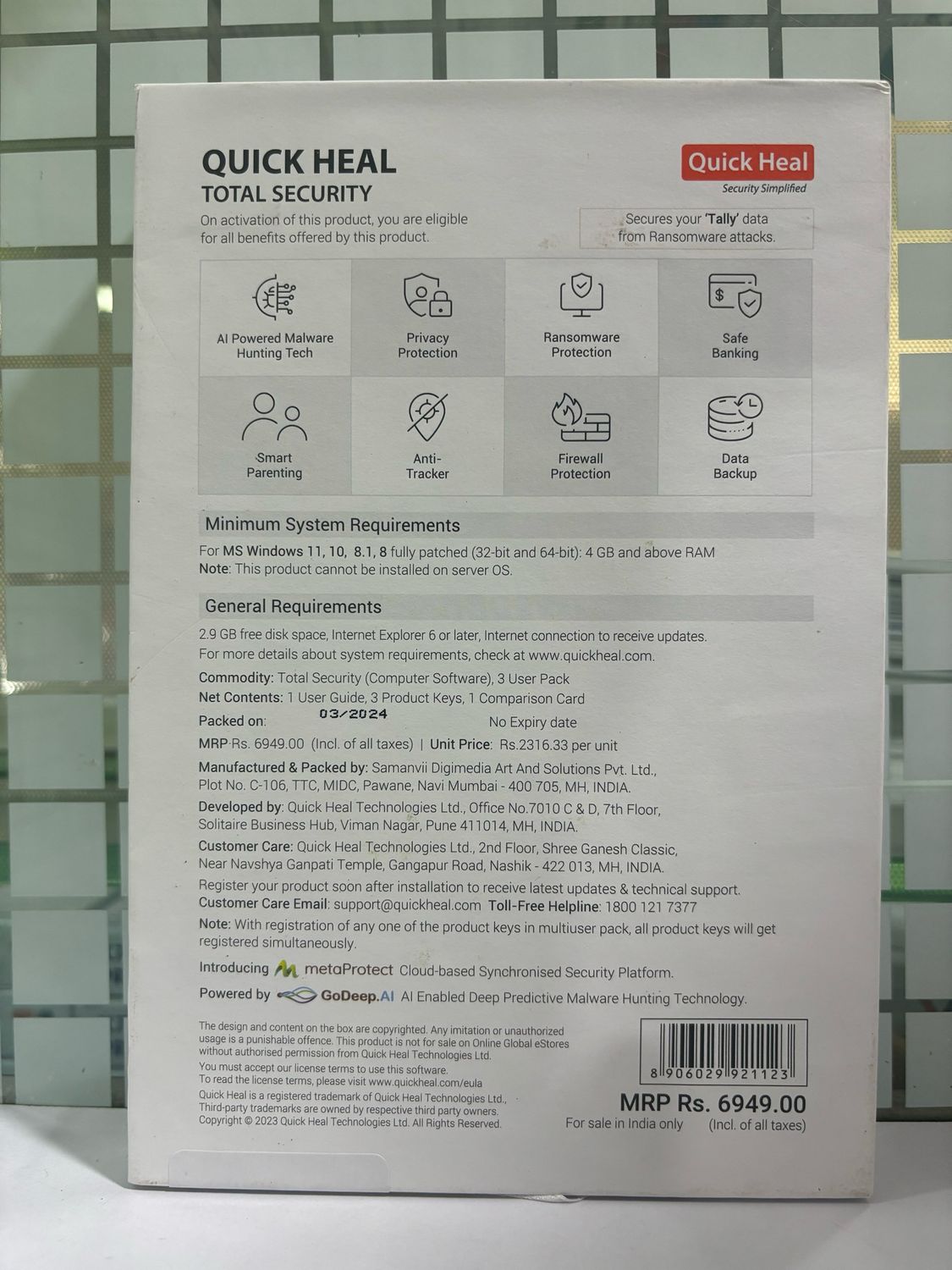 New, 3 User, 3 Year, Quick Heal Total Security