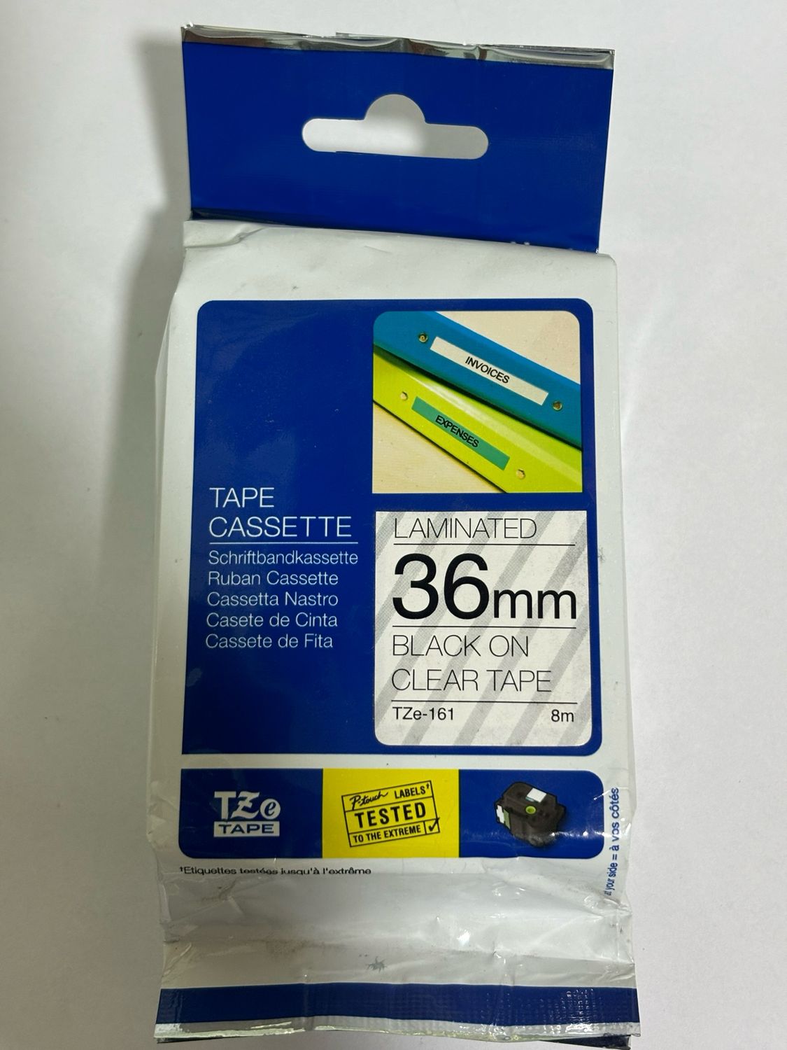 Brother Tze-161 Black on Clear 36mm Label Tape Brother Tze-161 Black on Clear 36mm Label Tape