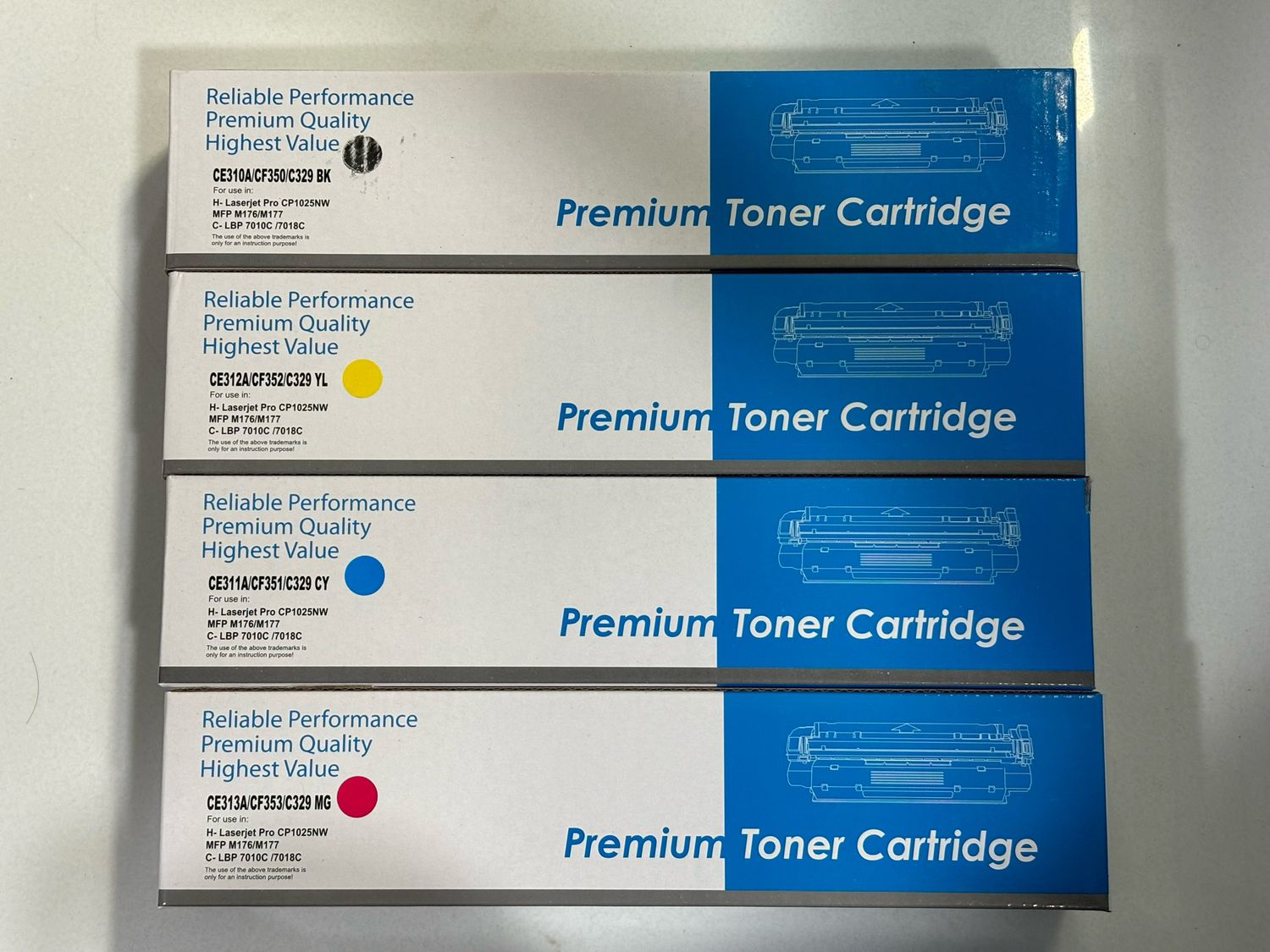Compatible 126A Set of 4 Color Toner (HP-1025/100/175/275)