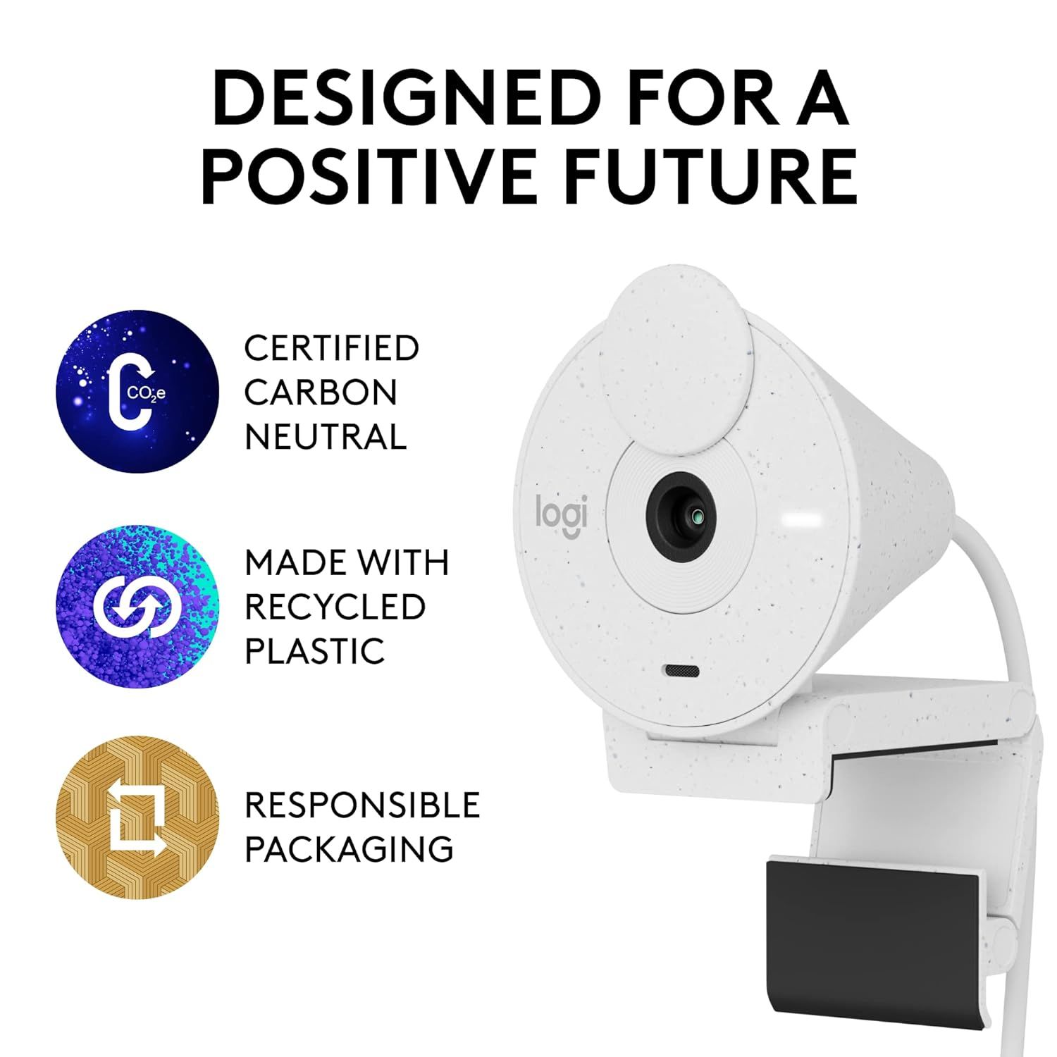 Logitech Brio 300 Full Hd Webcam with Privacy Shutter White