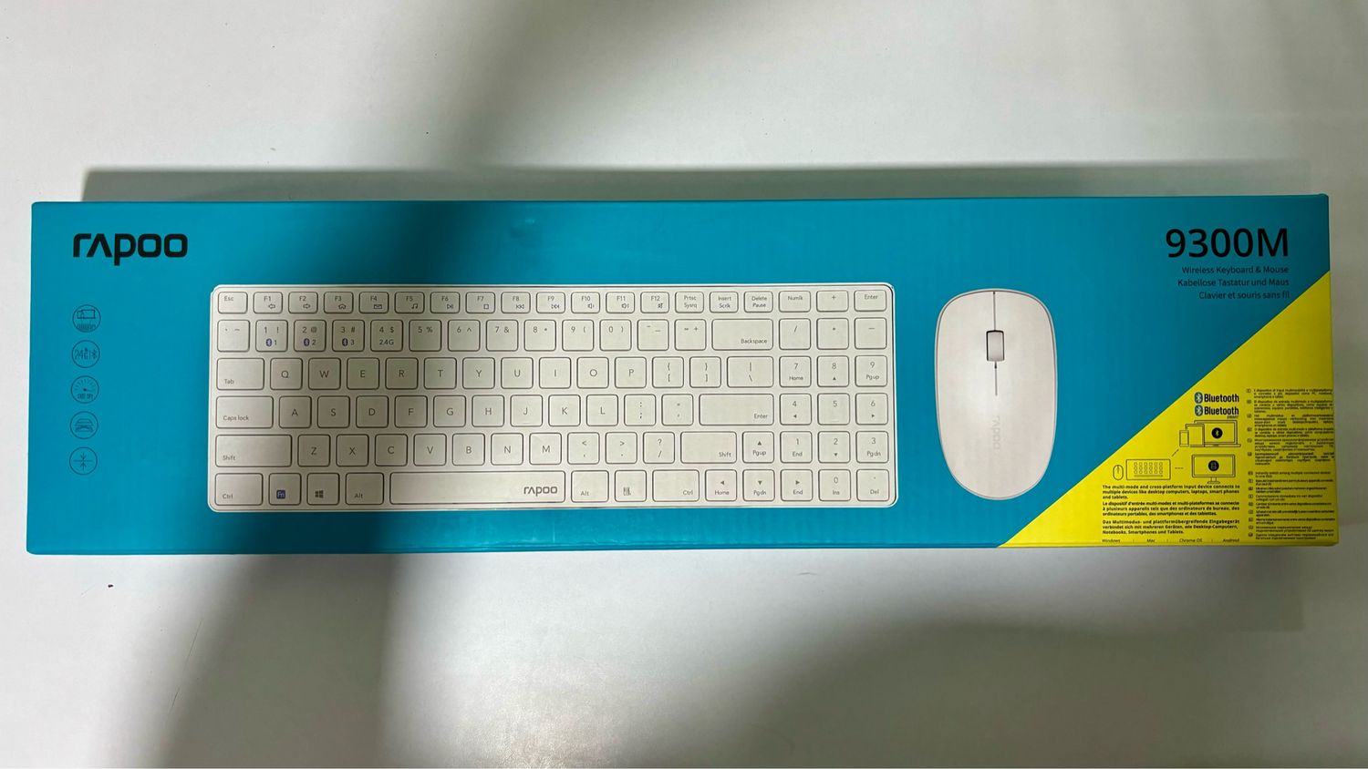 Rapoo 9300M Bluetooth Wireless Keyboard Mouse, White