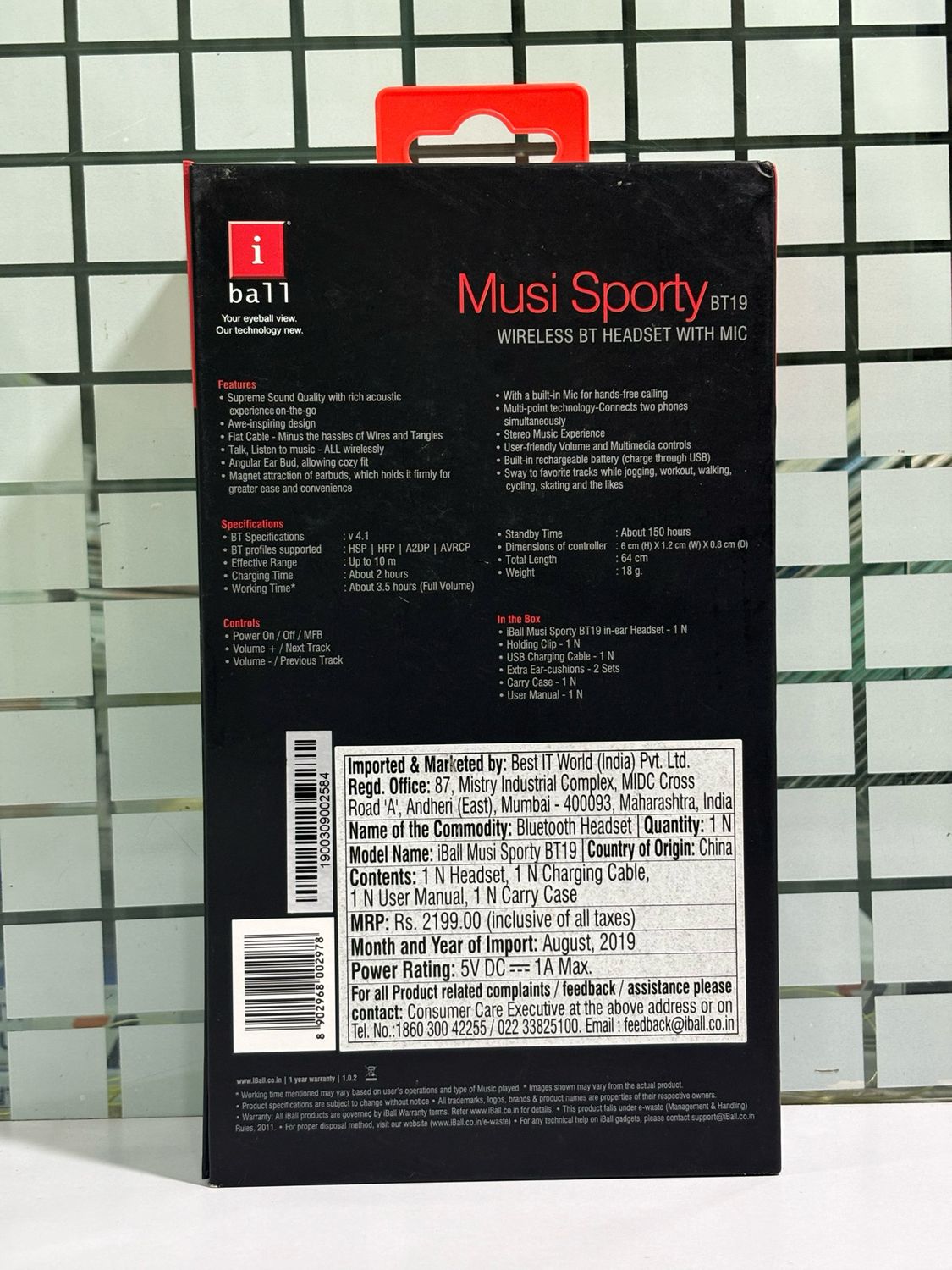 iBall Musi Sporty BT19 Wireless Sports Headset (Black and Red)