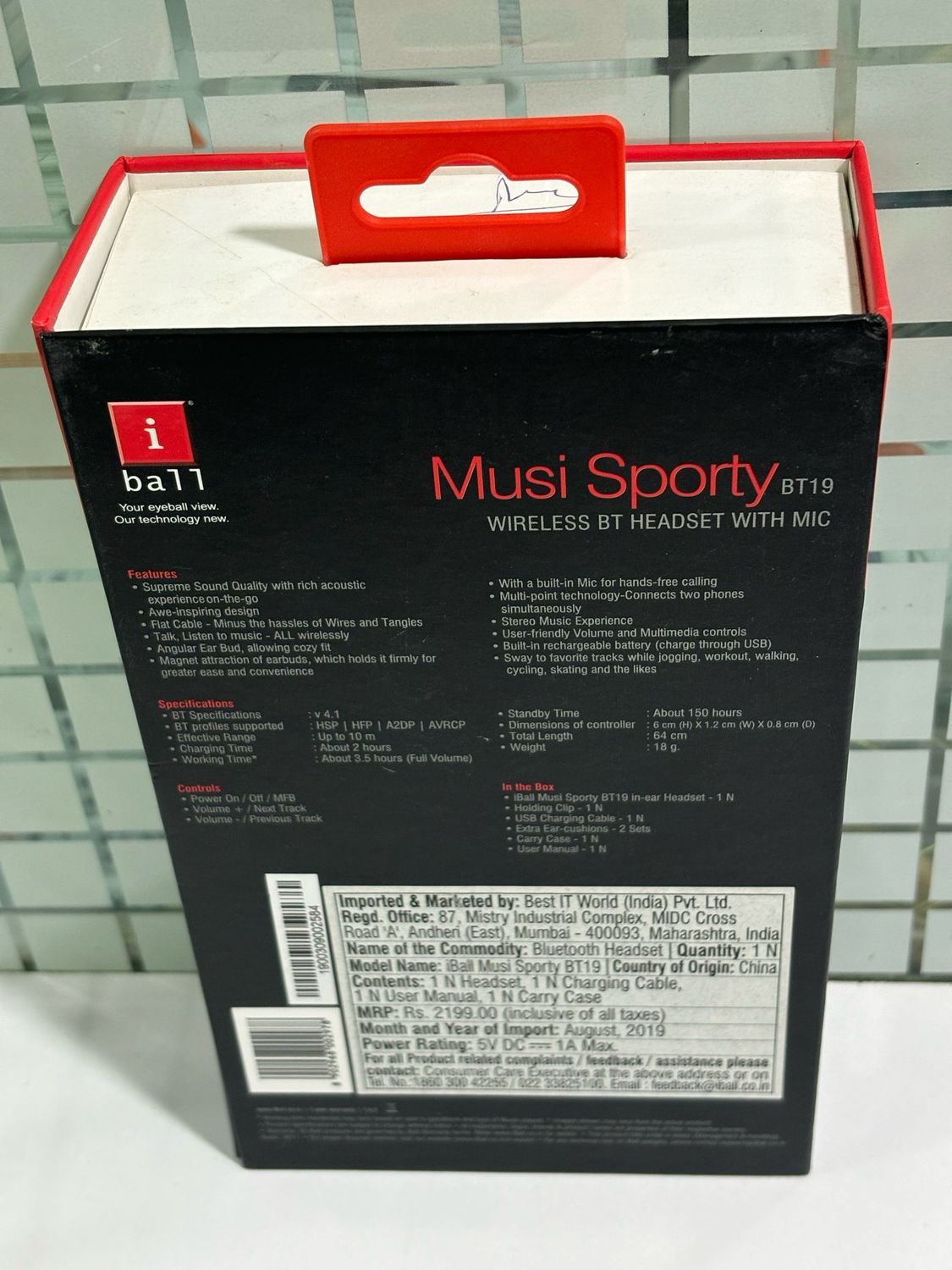 iBall Musi Sporty BT19 Wireless Sports Headset (Black and Red)
