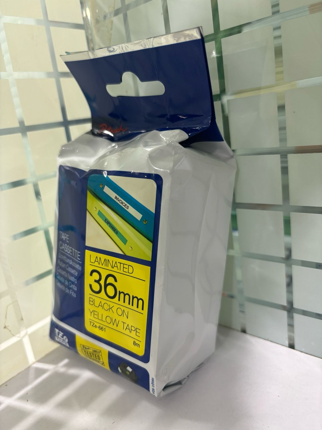 Brother TZe-661 Black on Yellow 36mm Label Tape