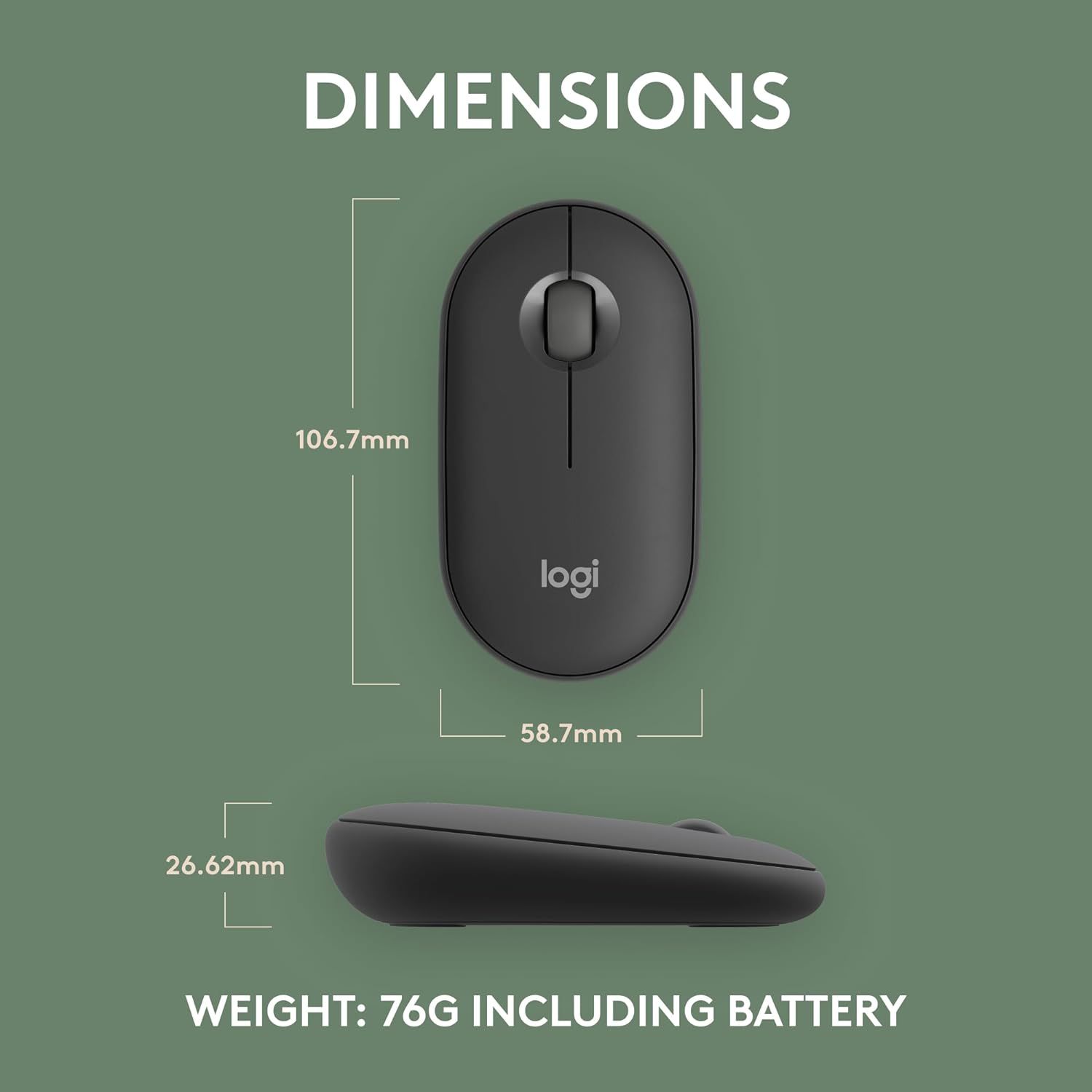 Logitech Pebble Mouse 2 M350s Slim Bluetooth Wireless Mouse
