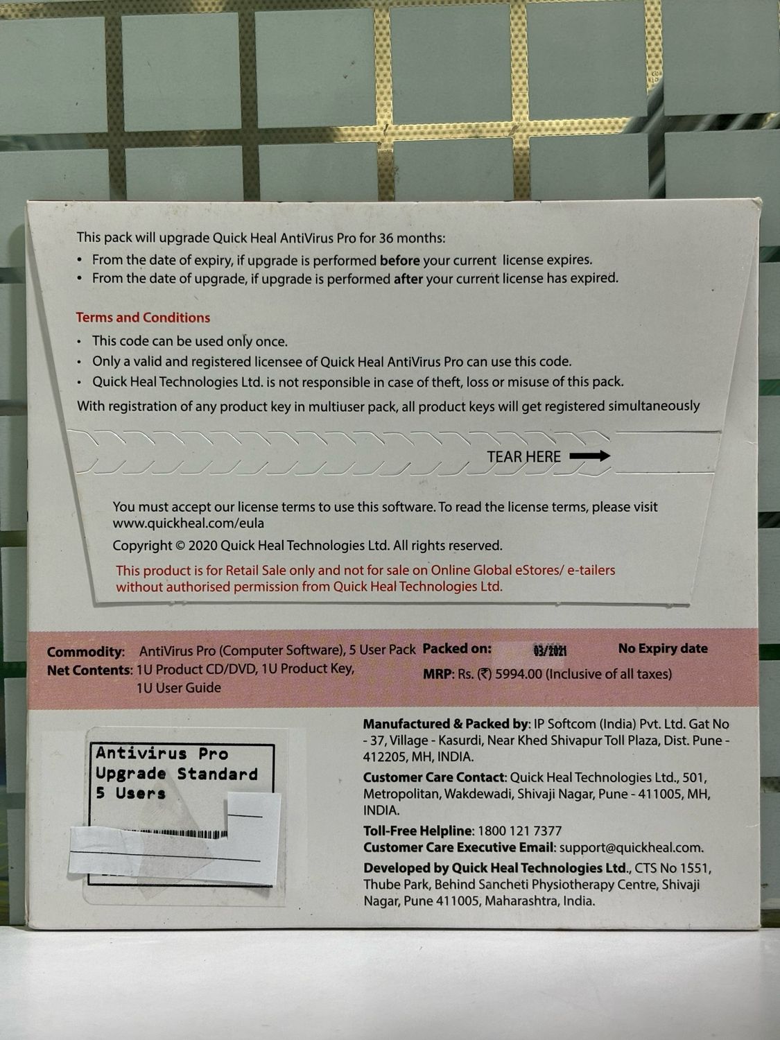 Renewal, 5 User, 3 Year, Quick Heal Antivirus Pro