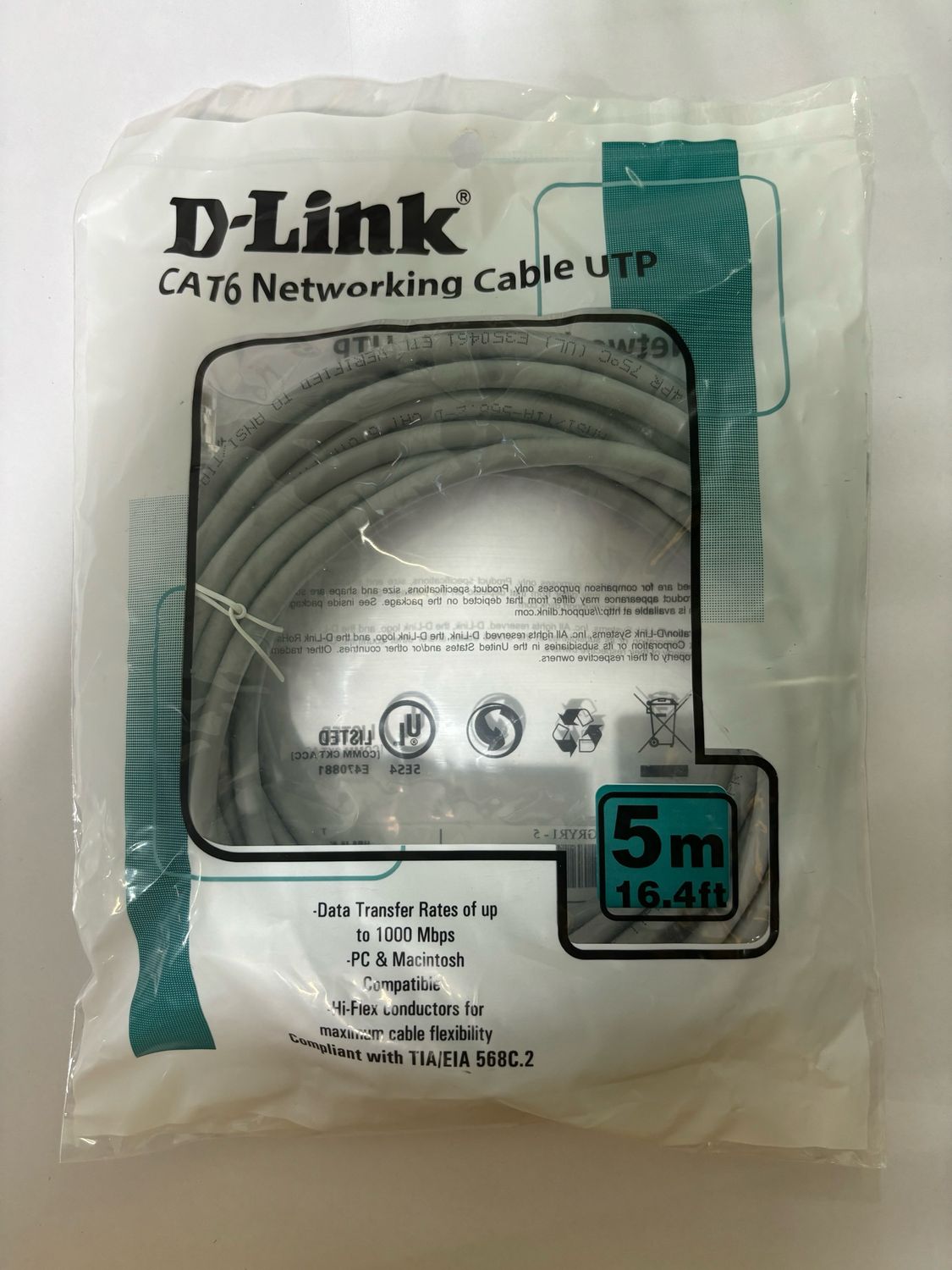 D-Link 5mtr Cat-6 Patch Cord Lan Cable D-Link 5mtr Cat-6 Patch Cord Lan Cable