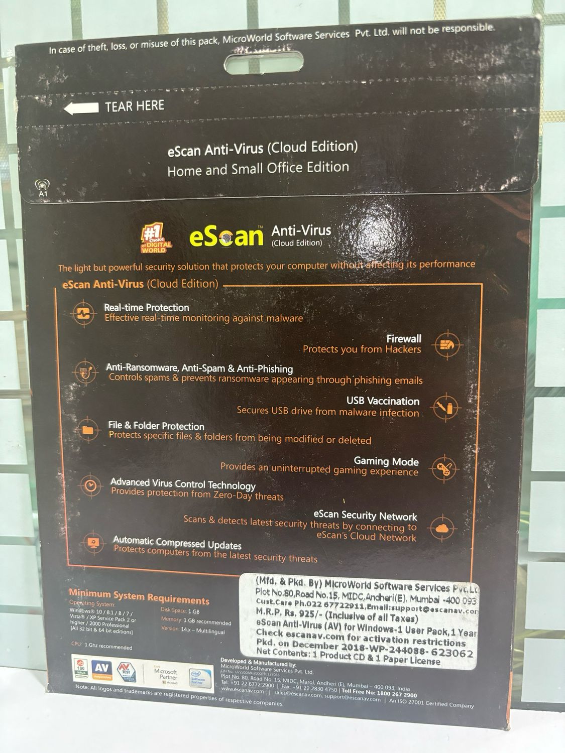 1 User, 1 Year, eScan Anti-Virus Security (Version 14.x)