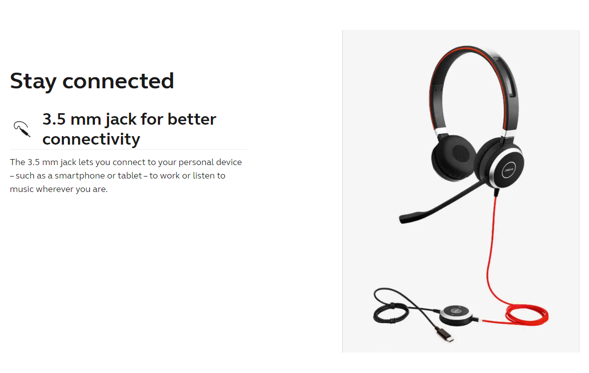 Jabra Evolve 40 MS Stereo USB-C Wired Headset