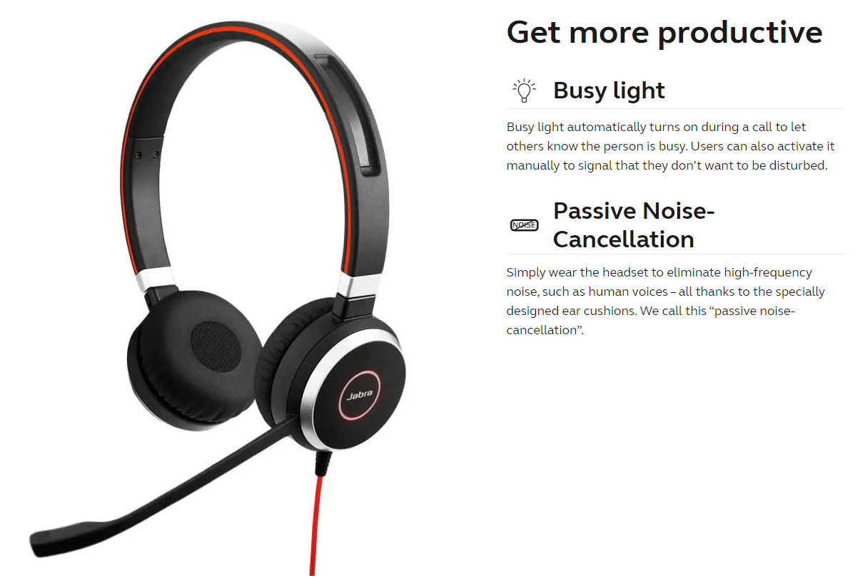 Jabra Evolve 40 MS Stereo USB-C Wired Headset