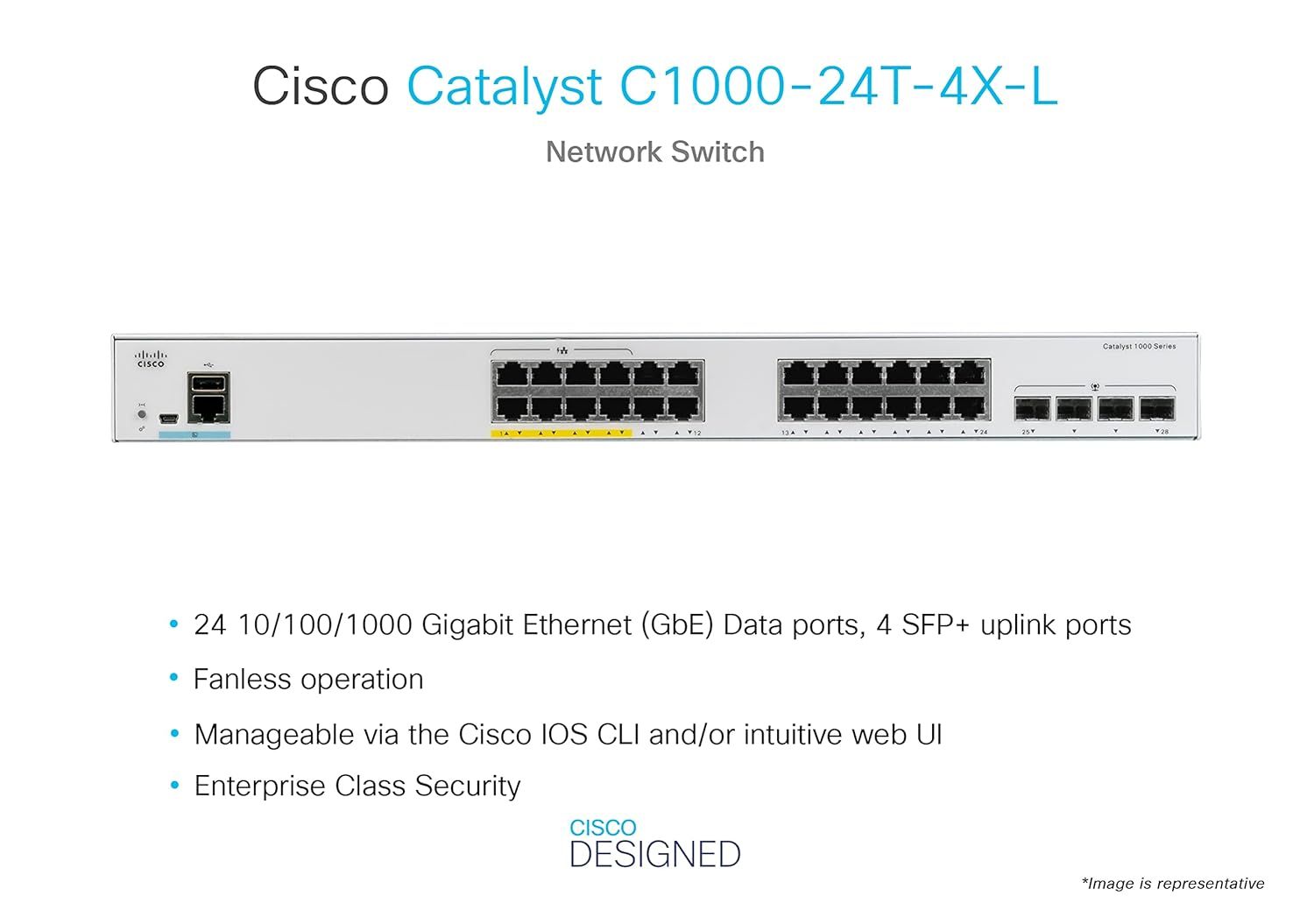 Cisco C1000-24T-4X-L 24-Port Gigabit Ethernet Switch