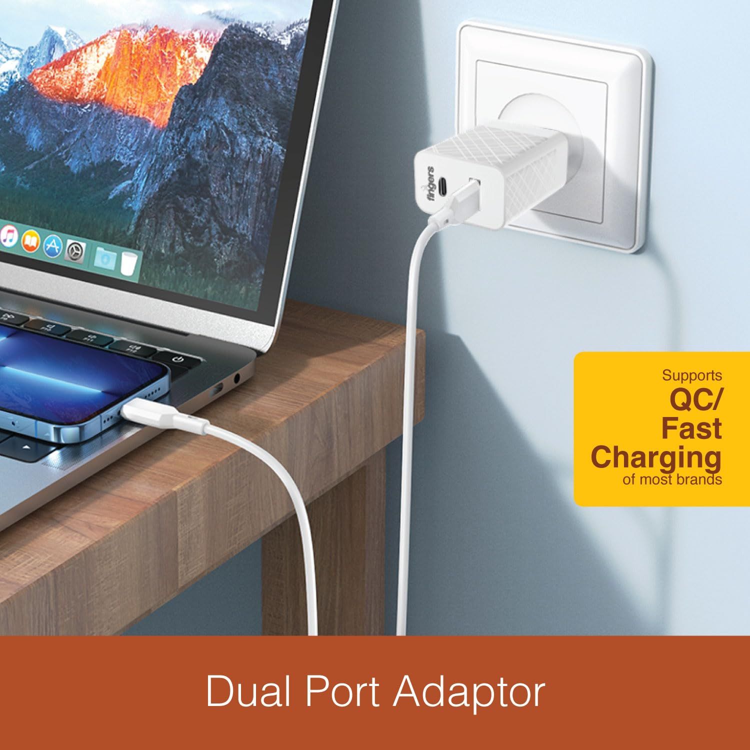 Fingers 27W Adopter (USB+TypeC Post)