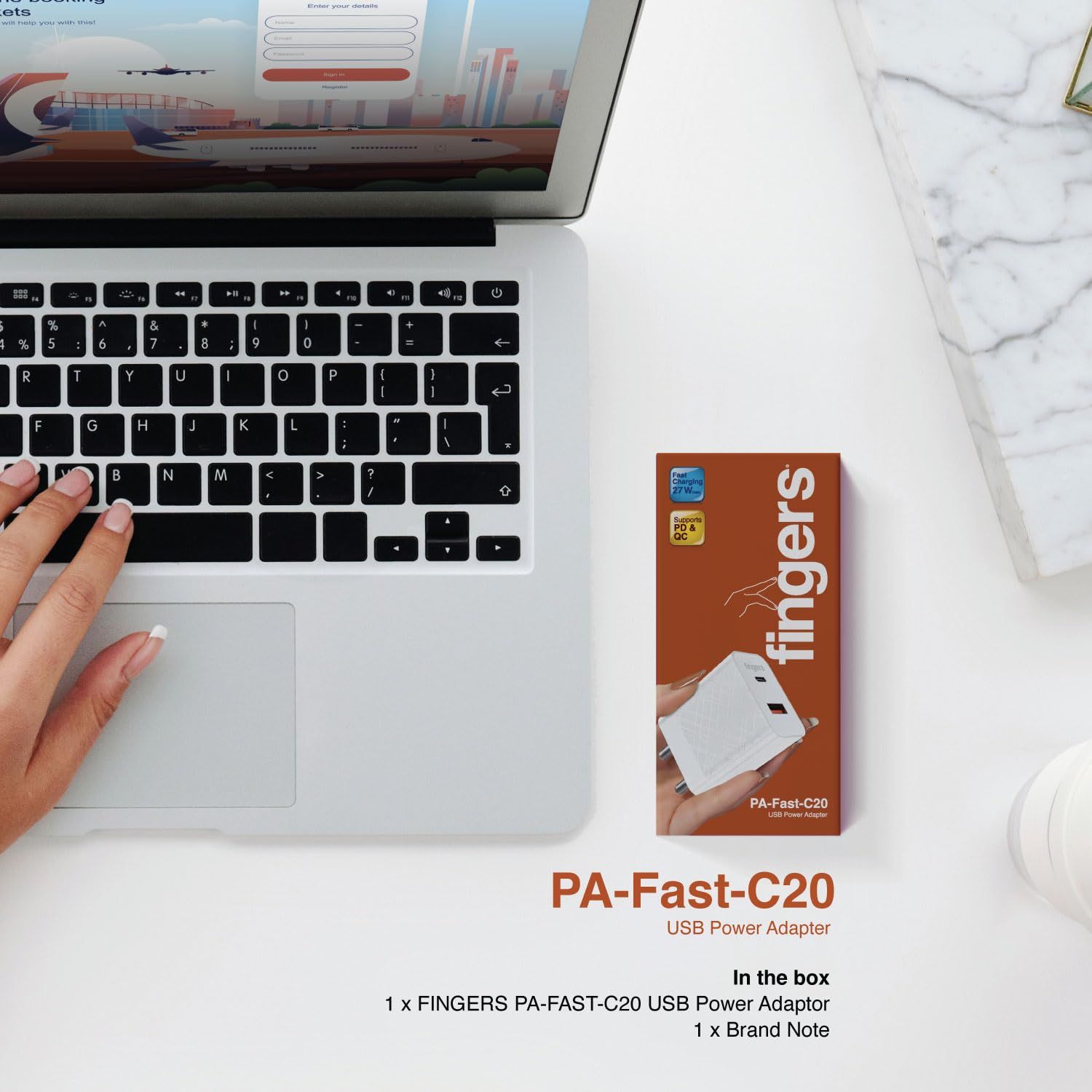 Fingers 27W Adopter (USB+TypeC Post)