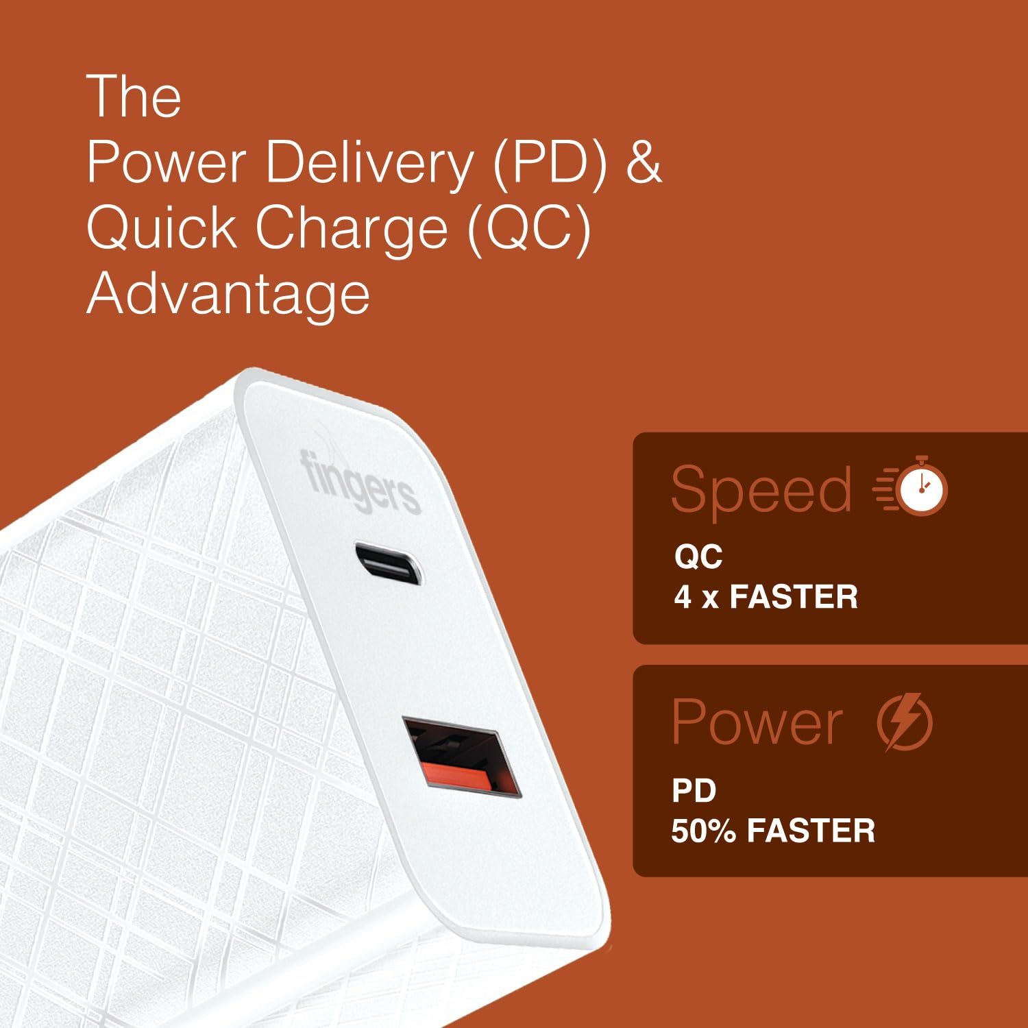 Fingers 27W Adopter (USB+TypeC Post)