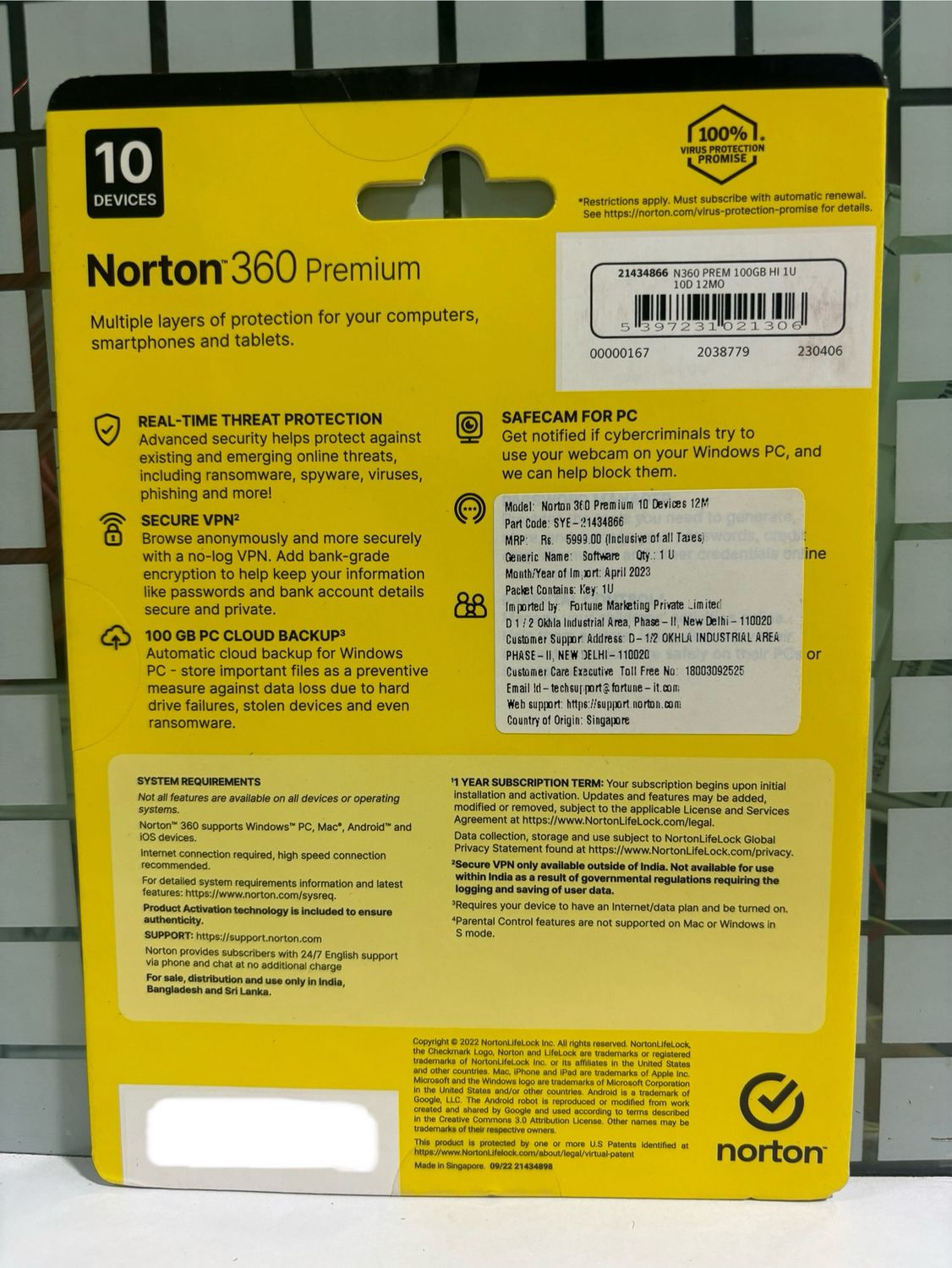 10 User, 1 Year, Norton 360 Premium Total Security