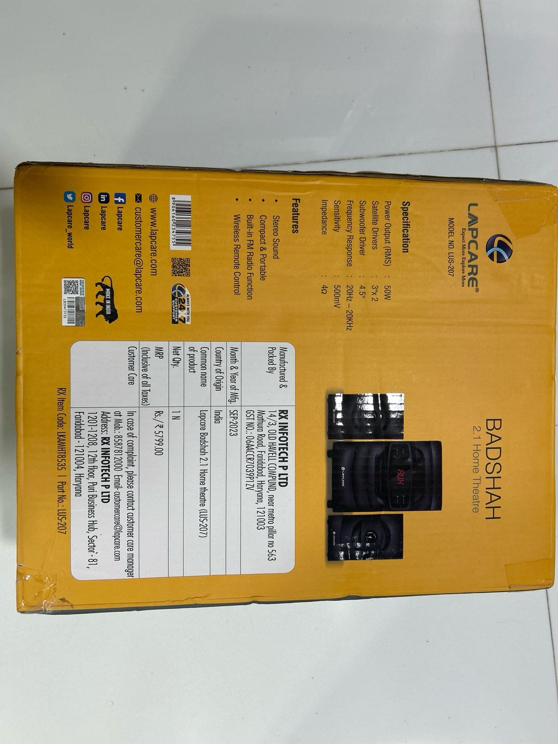 Lapcare Badshah 2.1 50W Bluetooth Home Theatre with High Bass Lapcare Badshah 2.1 50W Bluetooth Home Theatre with High Bass