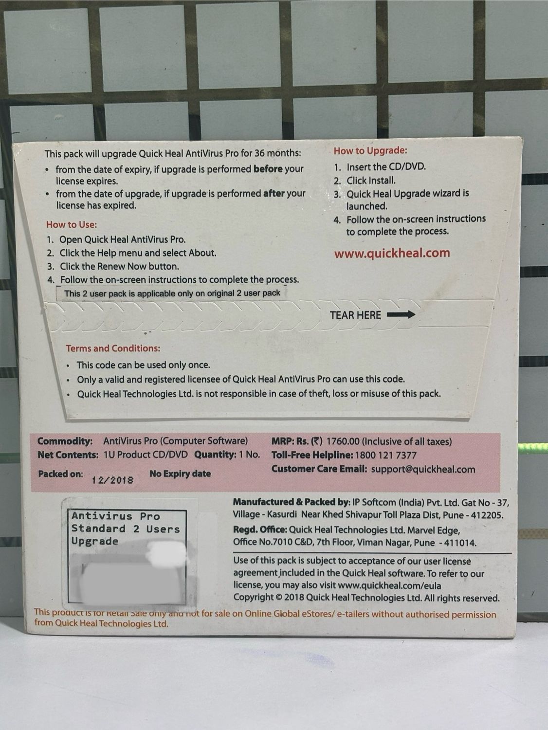 Renewal, 2 User, 3 Year, Quick Heal Antivirus Pro