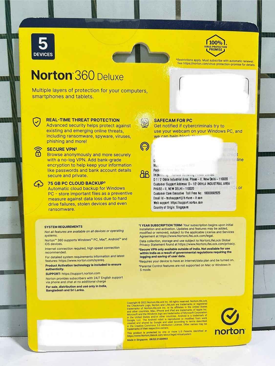 5 User, 3 Year, Norton 360 Deluxe Total Security