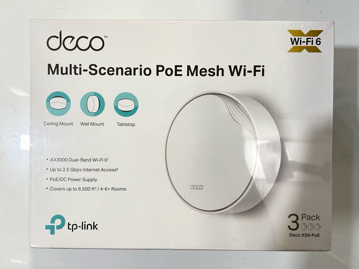 TP-Link Deco X50-PoE AX3000 WiFi 6 System with PoE Pack Of 3 TP-Link Deco X50-PoE AX3000 WiFi 6 System with PoE Pack Of 3
