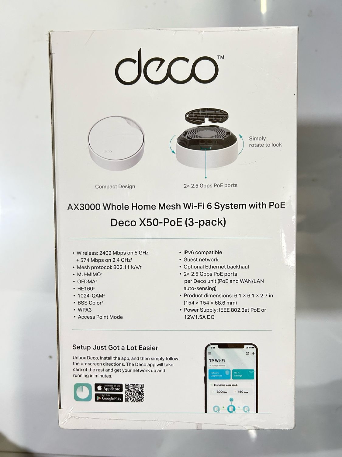 TP-Link Deco X50-PoE AX3000 WiFi 6 System with PoE Pack Of 3 TP-Link Deco X50-PoE AX3000 WiFi 6 System with PoE Pack Of 3