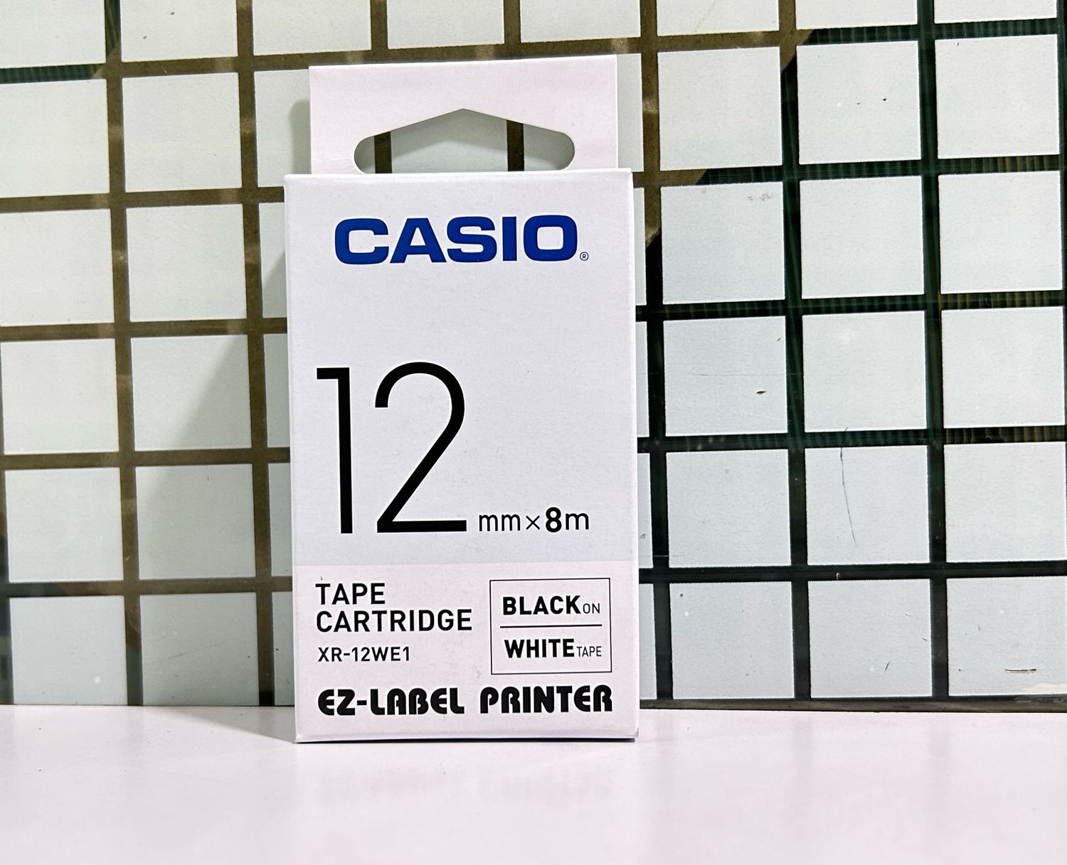 Casio XR-12WE1 Black on White 12mm Label Tape