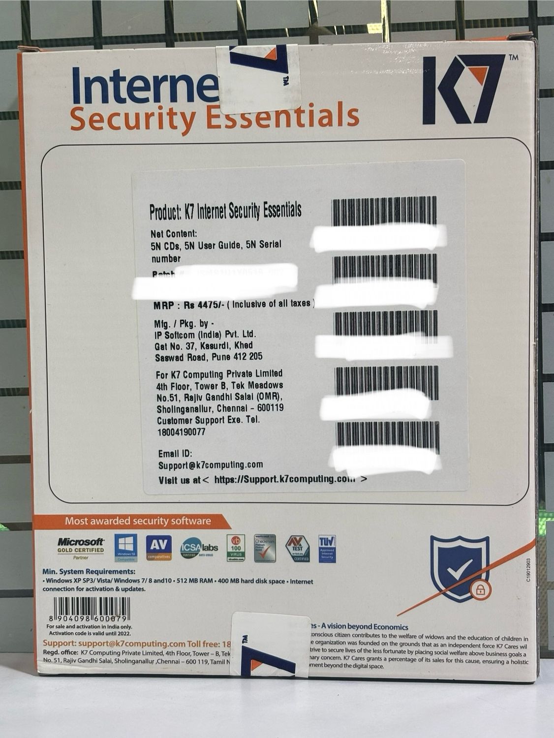 5 User, 1 Year, K7 Internet Security Essentials