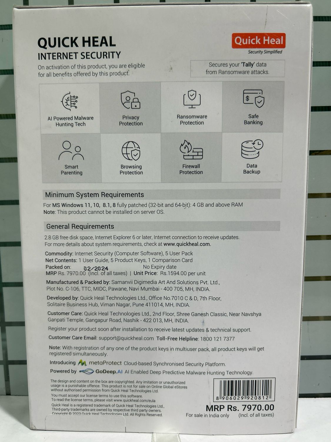 New, 5 User, 3 Year, Quick Heal Internet Security