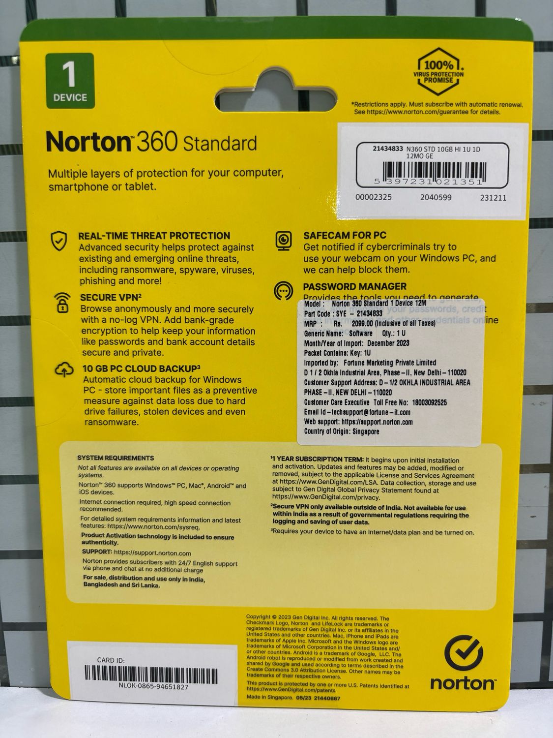 New, 1 User, 1 Year, Norton 360 Standard Total Security New, 1 User, 1 Year, Norton 360 Standard Total Security