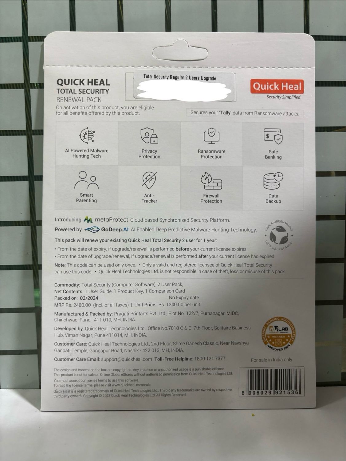Renewal, 2 User, 1 Year, Quick Heal Total Security Renewal, 2 User, 1 Year, Quick Heal Total Security