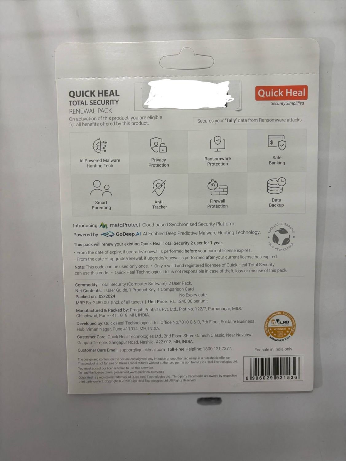 Renewal, 2 User, 1 Year, Quick Heal Total Security Renewal, 2 User, 1 Year, Quick Heal Total Security