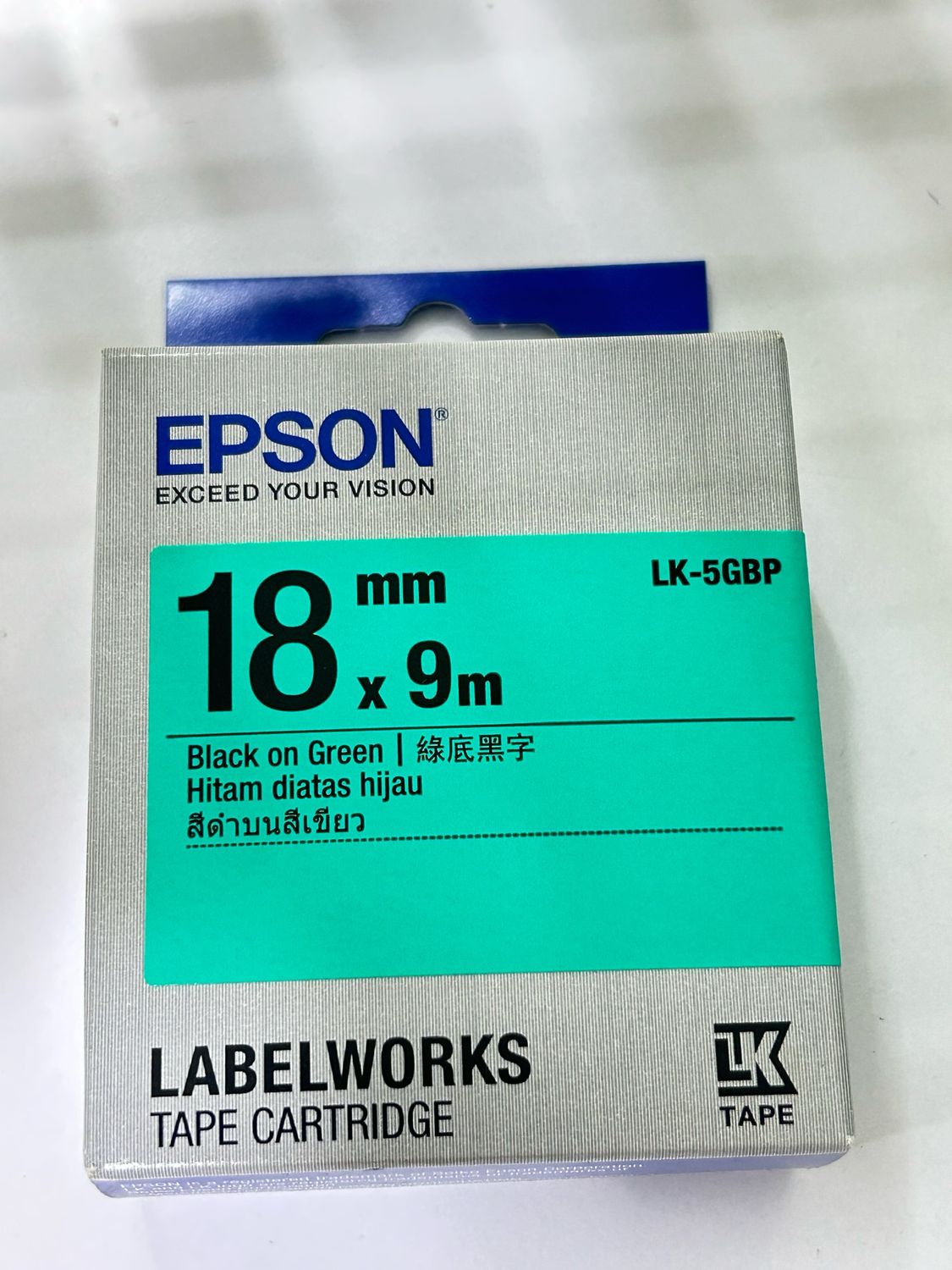 Epson LK-5GBP 18mm Black on Green Tape