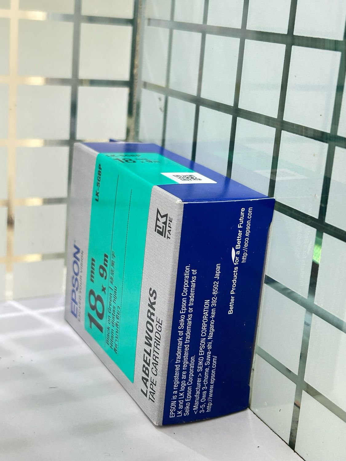 Epson LK-5GBP 18mm Black on Green Tape