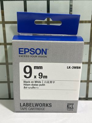 Epson LK-3WBN 9mm black On White Label Tape