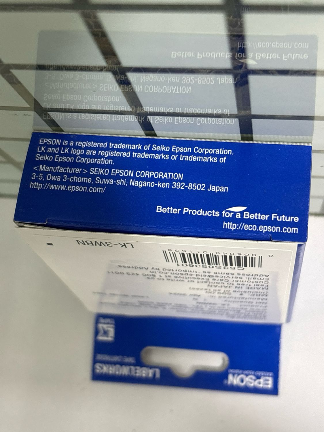 Epson LK-3WBN 9mm black On White Label Tape Epson LK-3WBN 9mm black On White Label Tape