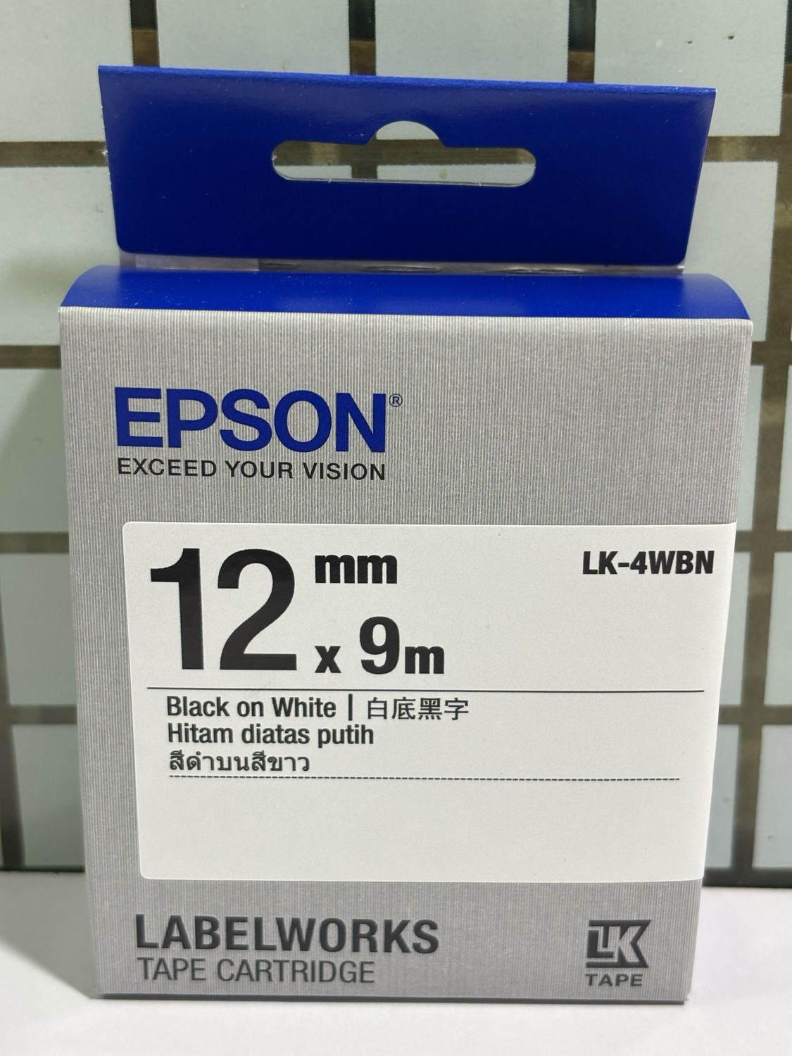 Epson LK-4WBN 12mm black On White Label tape