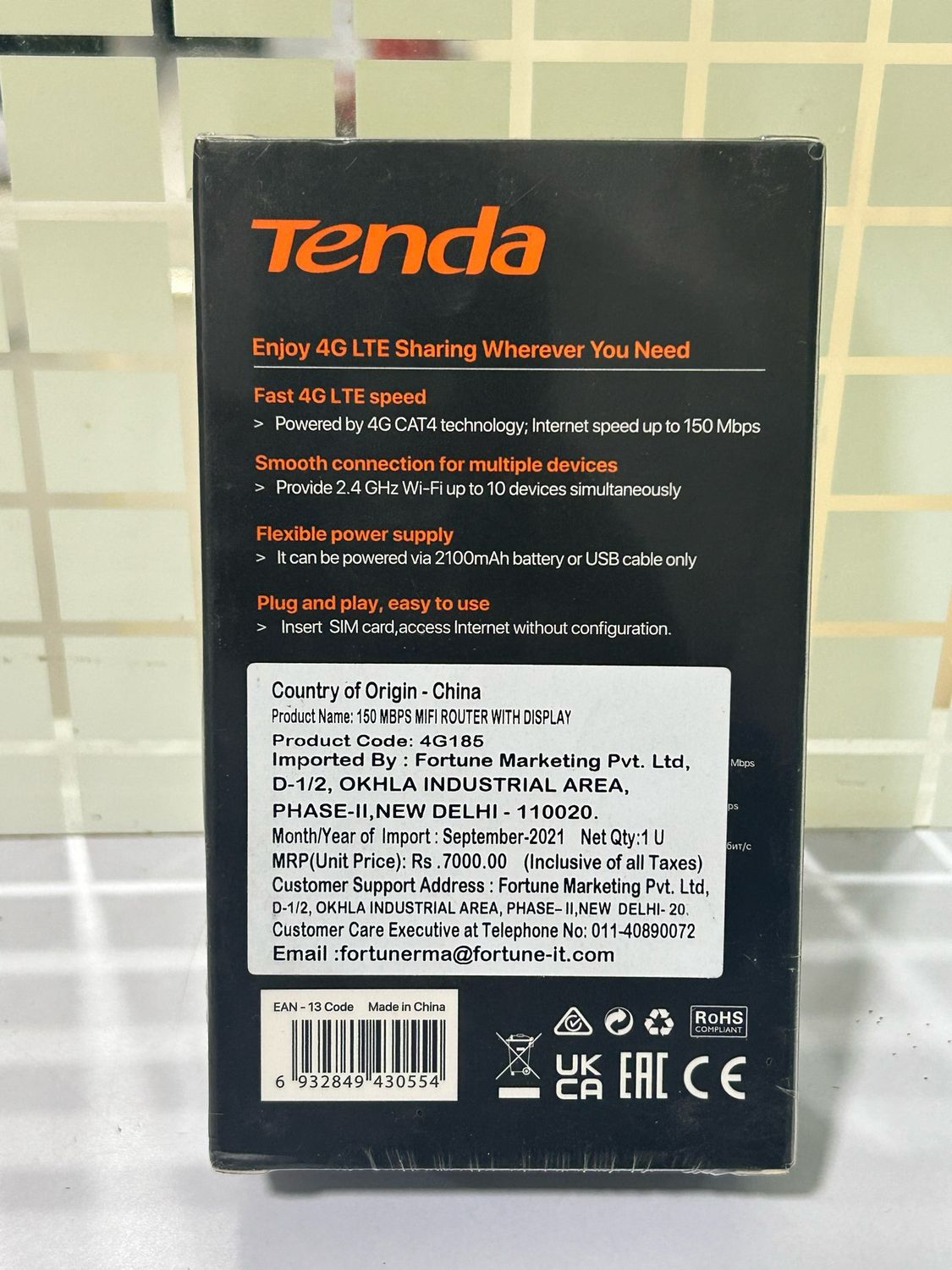 Tenda 4G185 3G/4G LTE Advanced 150Mbps Pocket Mobile Wi-Fi Hotspot Device Tenda 4G185 3G/4G LTE Advanced 150Mbps Pocket Mobile Wi-Fi Hotspot Device